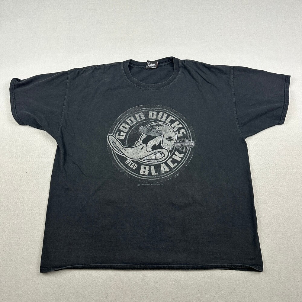 Harley-Davidson Shirt Men Extra Large Black Daffy Duck Looney Tunes Hickory NC
